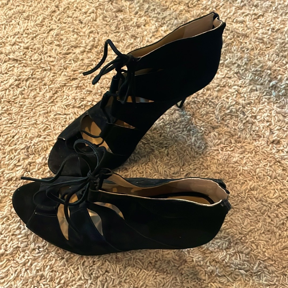 Ann Taylor lace up peeptoe bootie